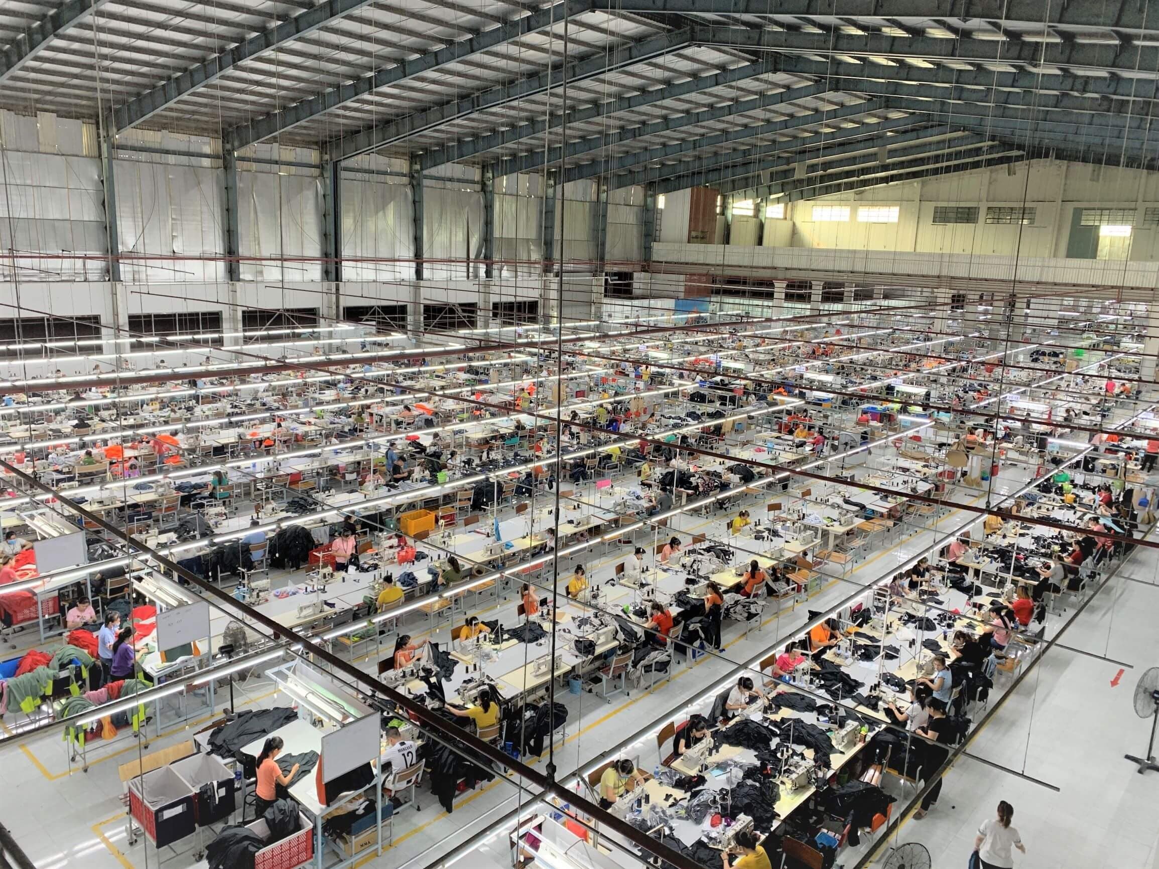 Sewing floor at a knitwear factory in Tiruppur, India